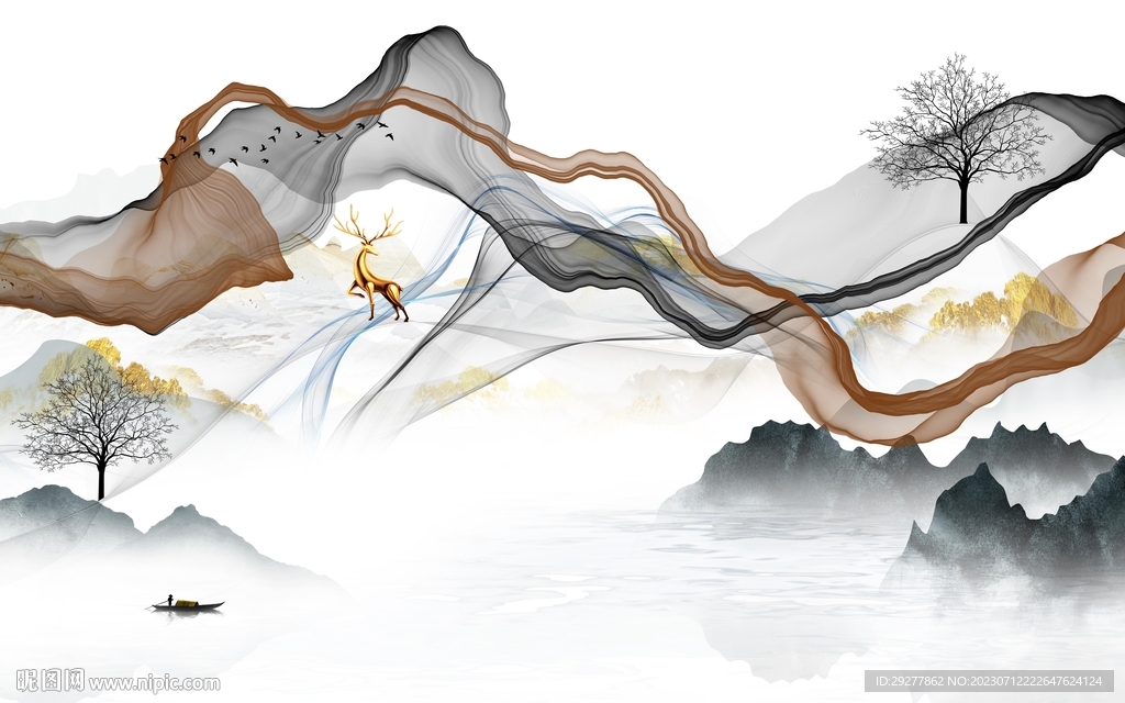 人气 简约意境山水 TIF分层