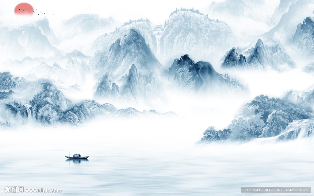 别墅 高档客厅山水 tif分层