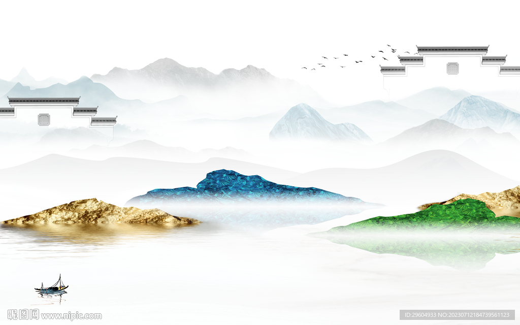 最新 高档客厅山水 tif分层