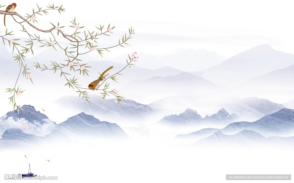 现代 高档客厅山水 tif分层