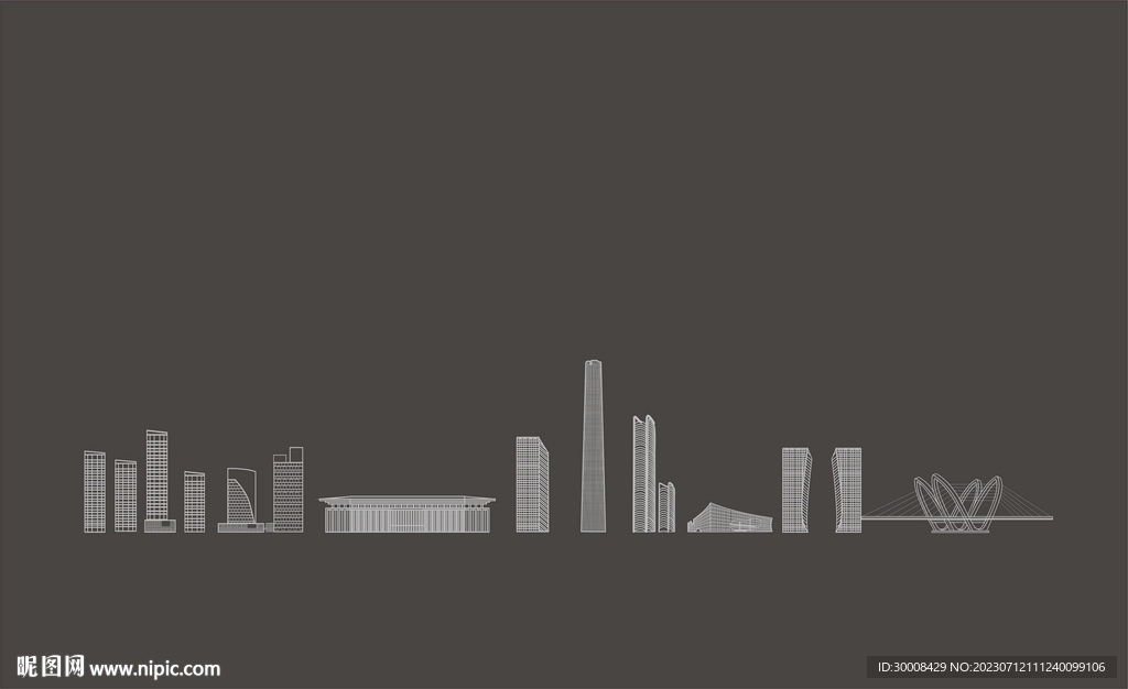  沣东城市地标建筑矢量图