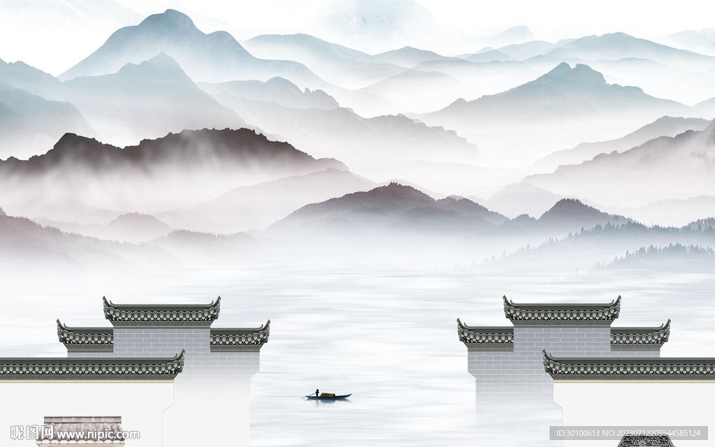 爆款 简约最新山水 tif分层