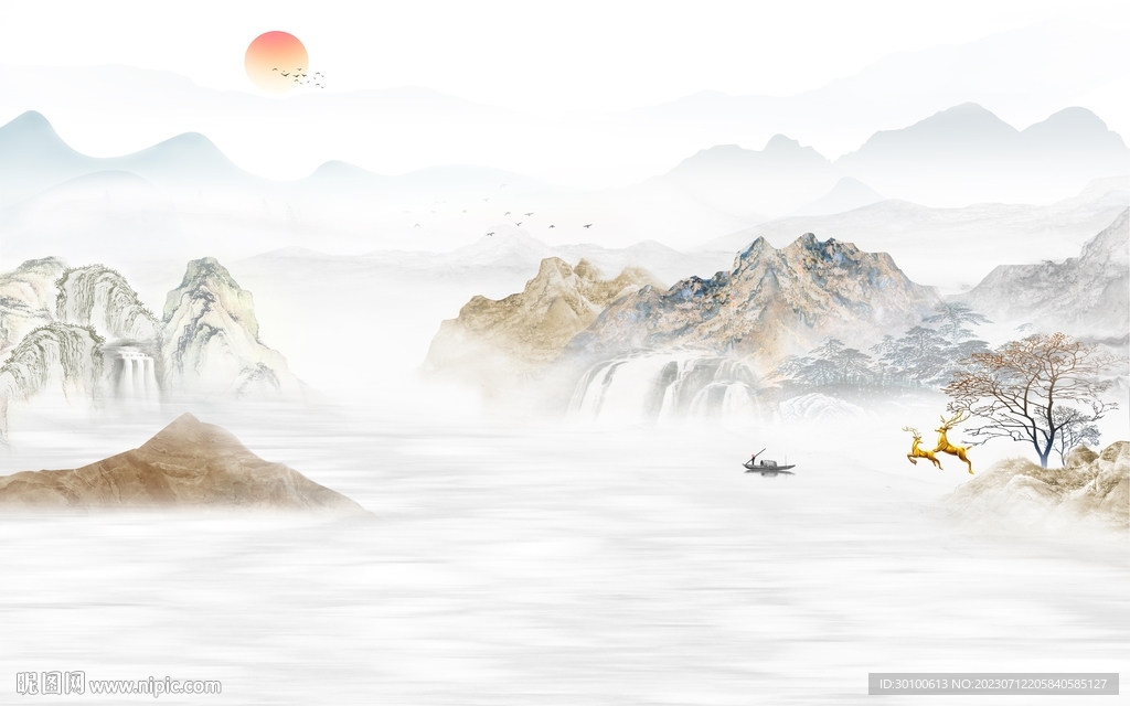 新品 简约最新山水 tif分层