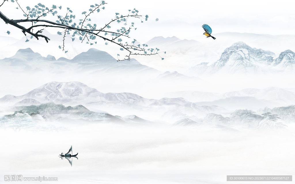 新款 简约最新山水 tif分层