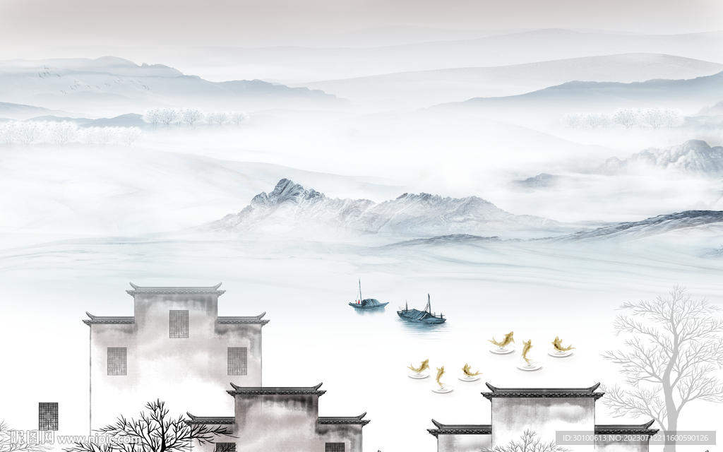 高档简约最新山水 tif分层