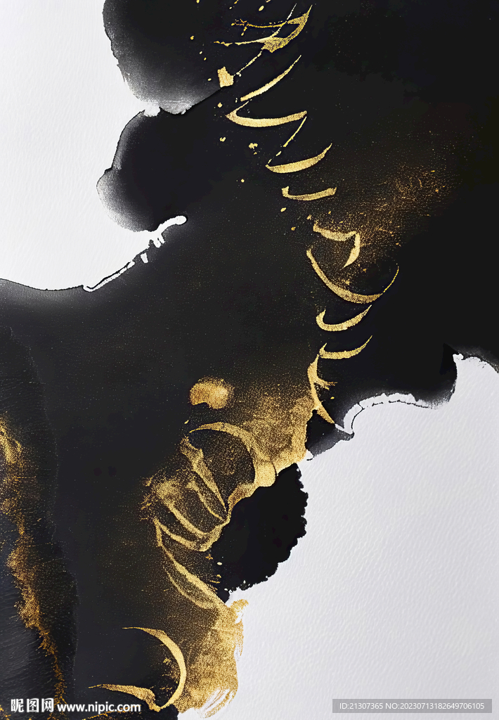 墨迹抽象金箔画