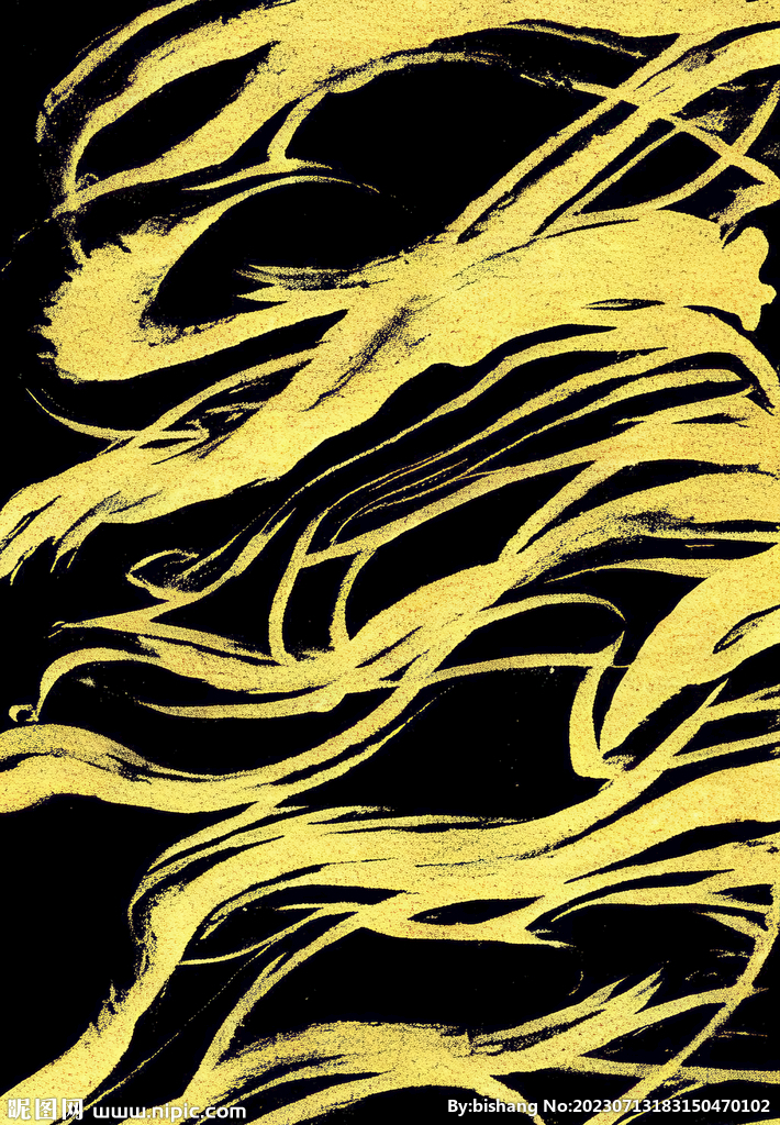 金箔墨迹抽象画