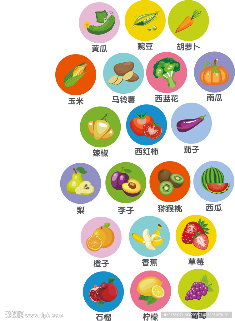 水果 蔬菜 矢量图