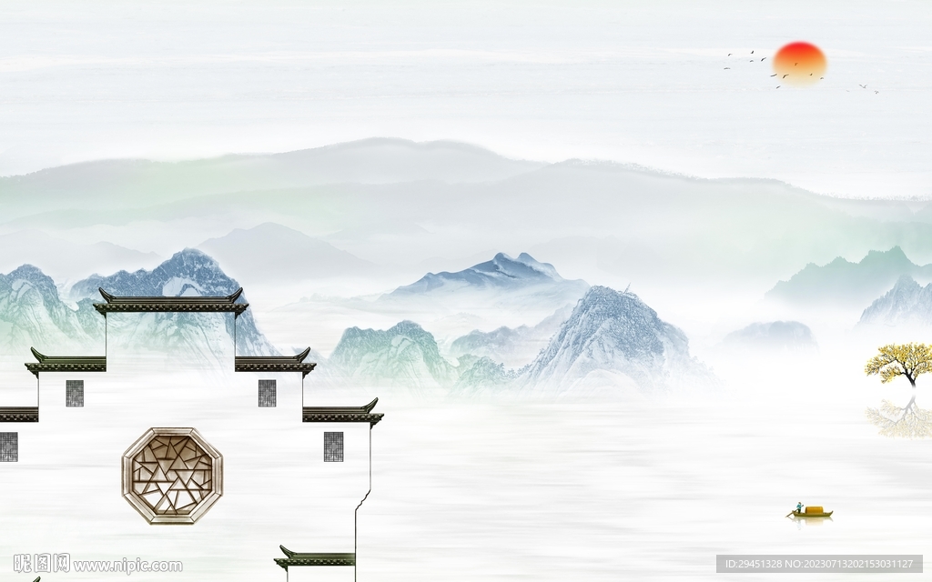 高端 最新背景山水 tif分层