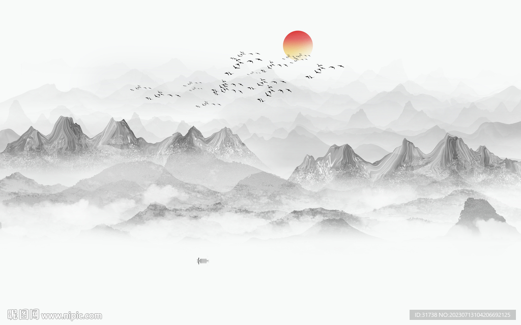 抽象意境山水画