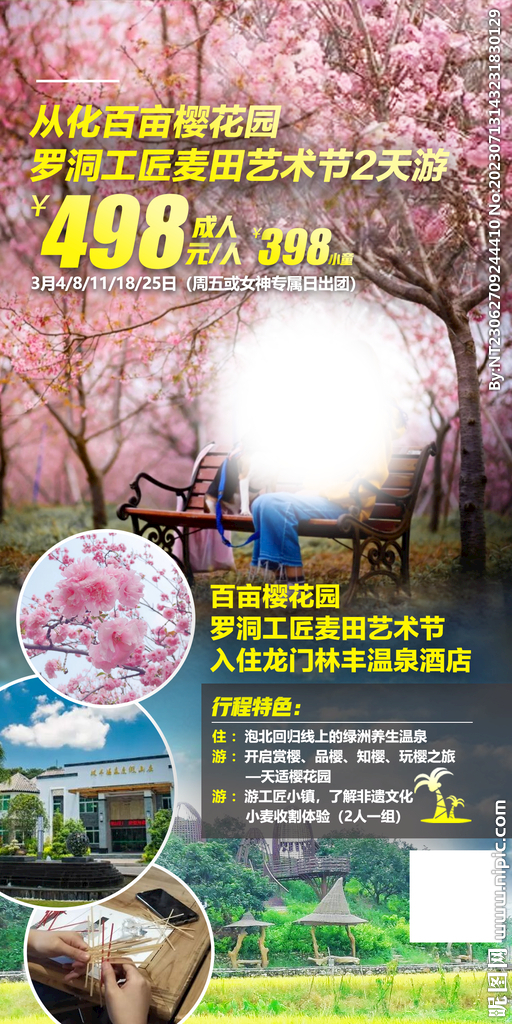 樱花园 麦田艺术节 旅游海报