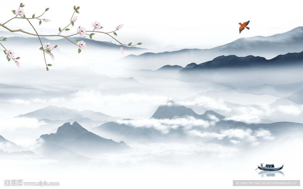 高端 大气简约山水 TIF分层