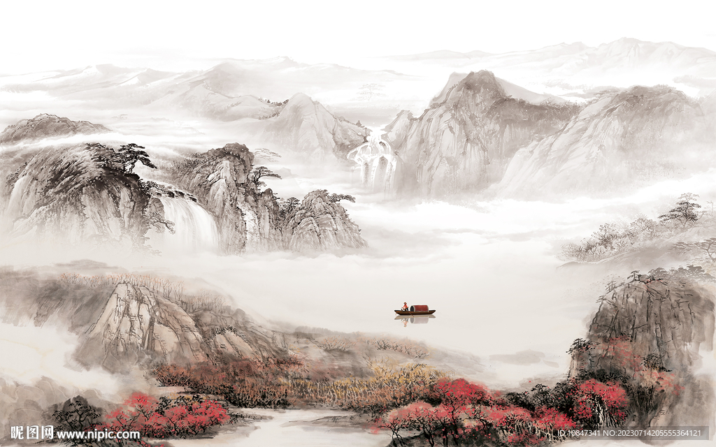 高端 大气简约山水 TIF分层