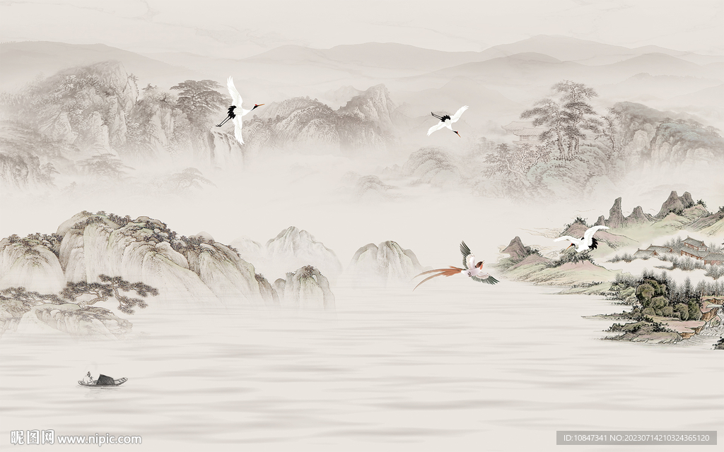 爆款 大气简约山水 TIF分层