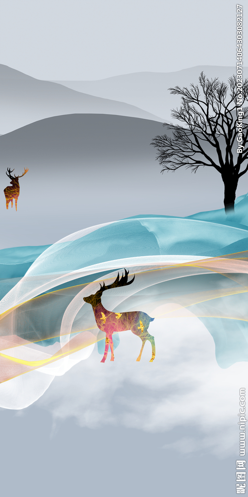 新款 新中式玄关画 TiF分层