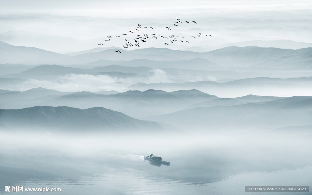 写意水墨山水画