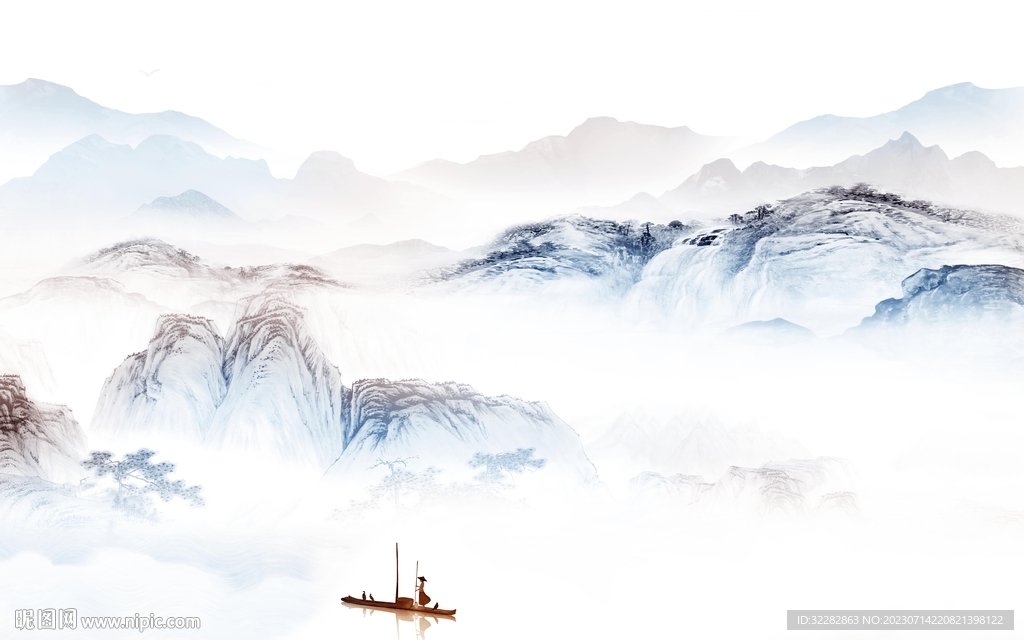 最新 中式新款山水 tif分层