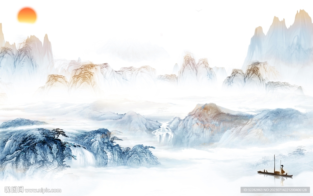 高档 中式新款山水 tif分层