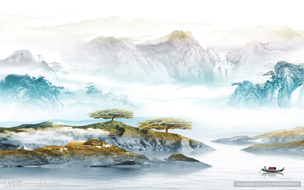 大气 中式新款山水 tif分层