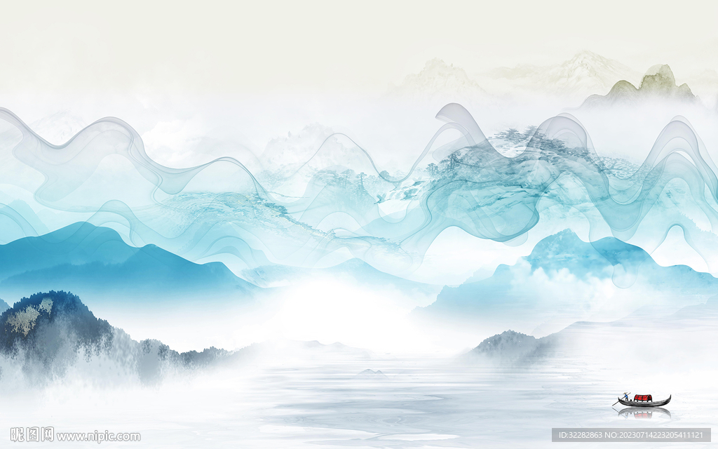 客厅 中式新款山水 tif分层