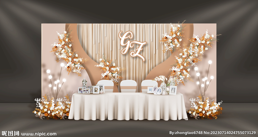 香槟色婚礼签到区