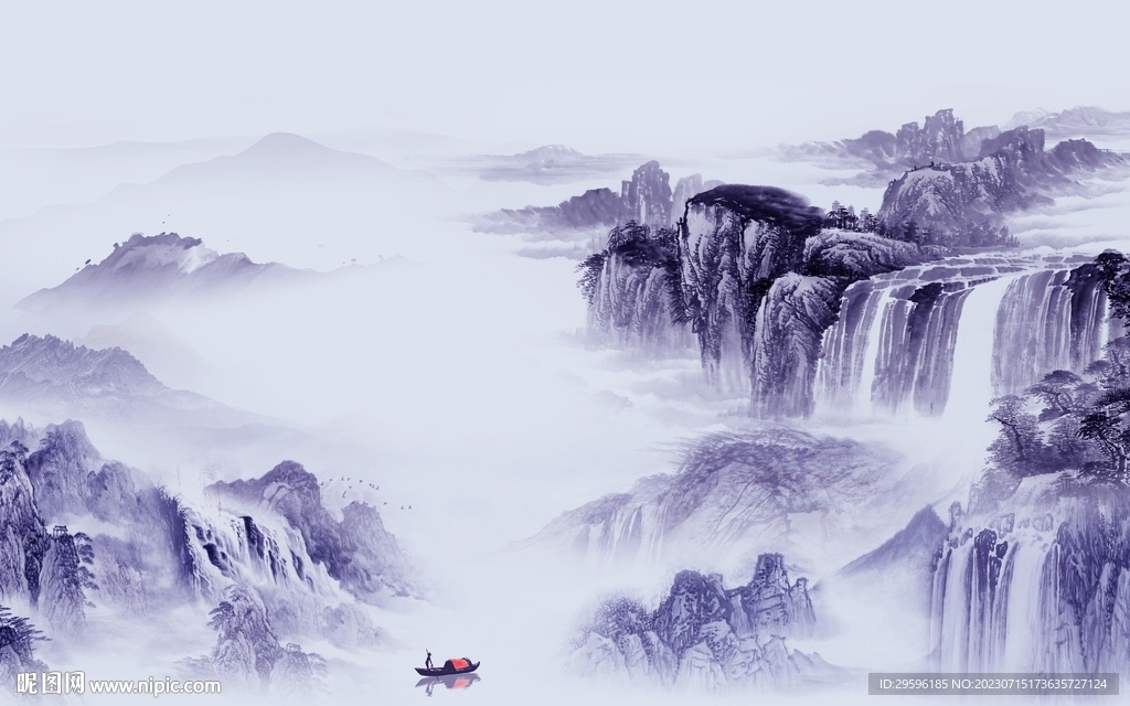 高档 中式客厅山水 TIf分层