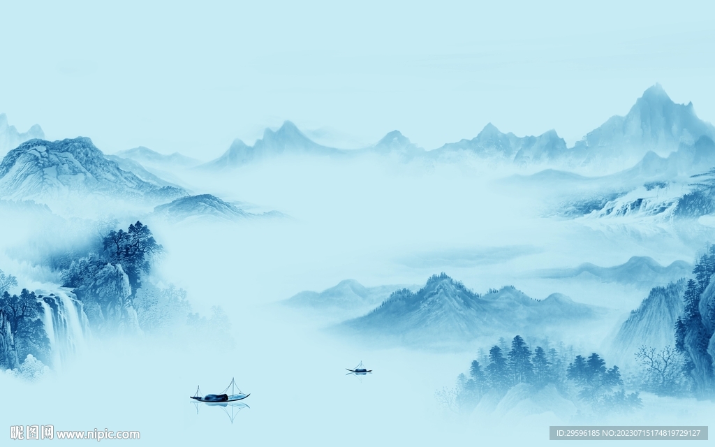 人气 中式客厅山水 TIf分层