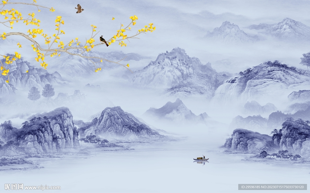 大气 中式客厅山水 TIf分层