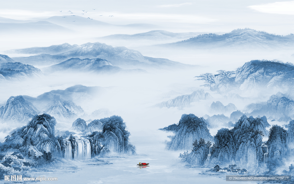 高清 中式背景山水 TIf分层