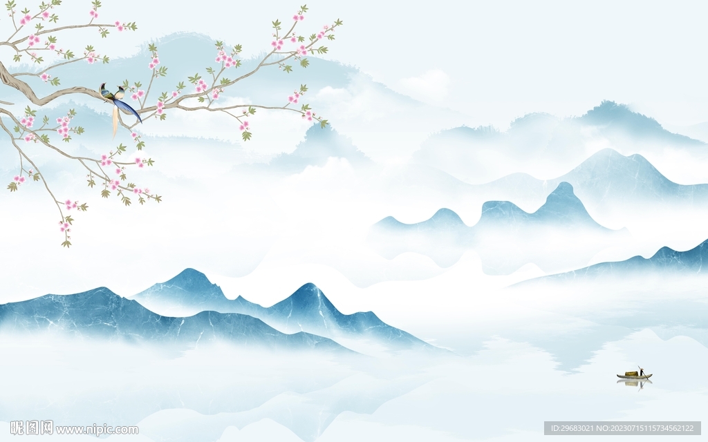 新品 高档爆款山水 TIF分层