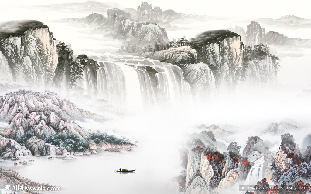 别墅 客厅清晰山水 TIF分层