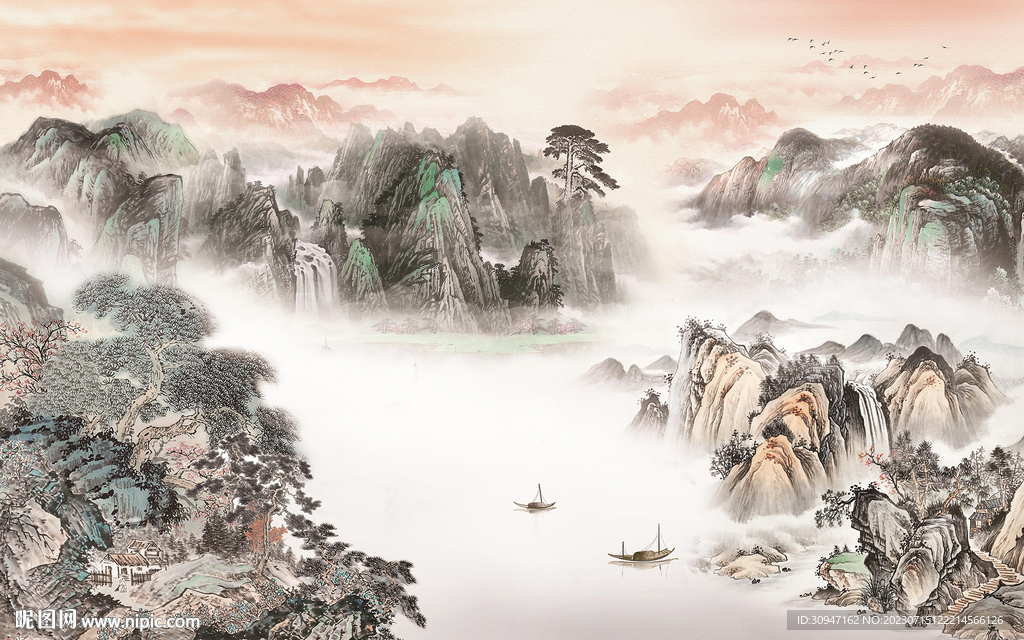 新款 客厅清晰山水 TIF分层