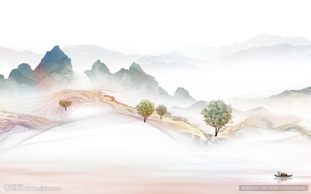 高端 客厅电视山水 Tif分层