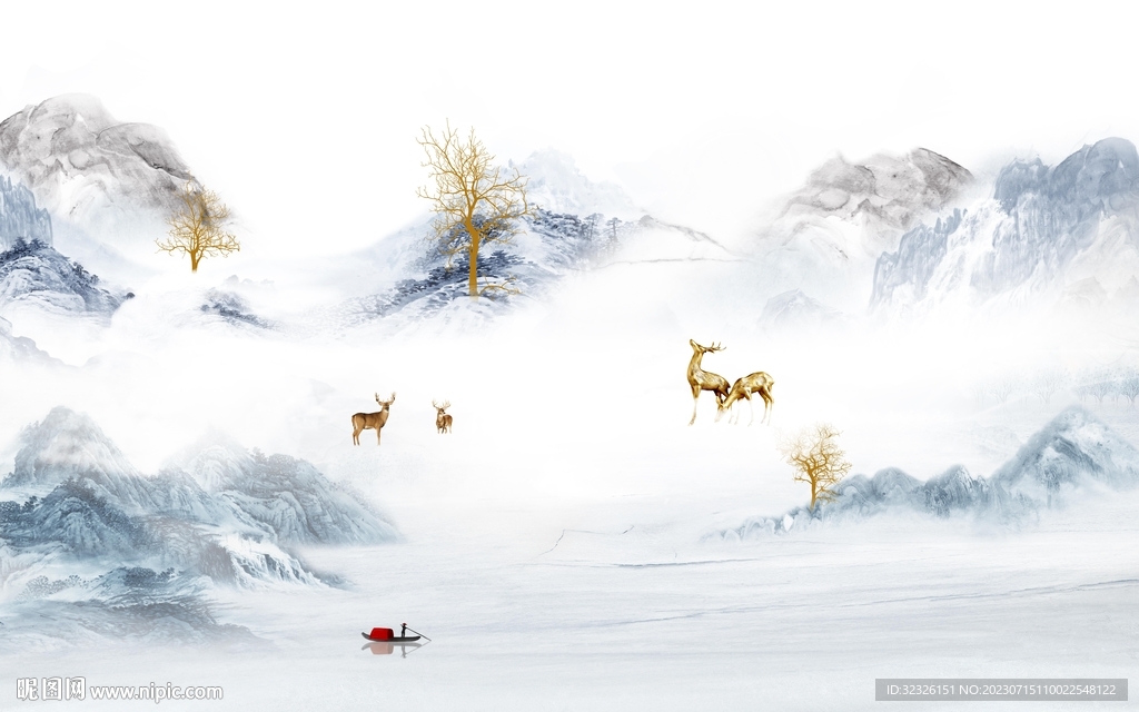 别墅客厅电视山水 Tif分层