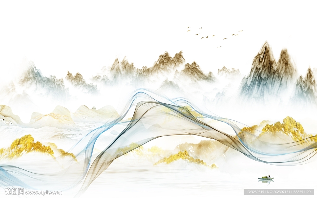 高清 客厅电视山水 Tif分层