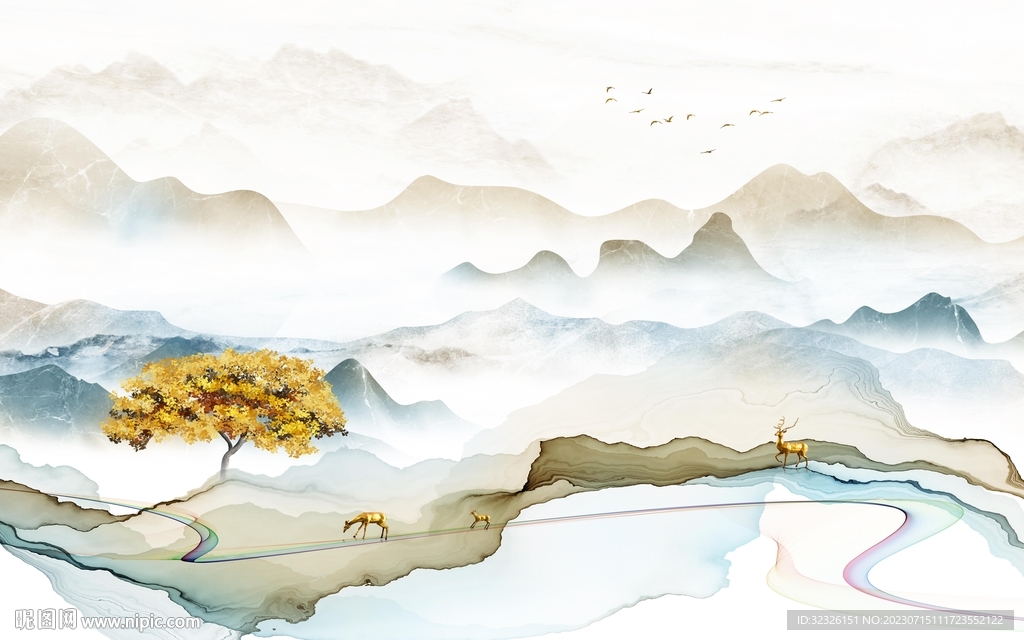 大气 客厅电视山水 Tif分层