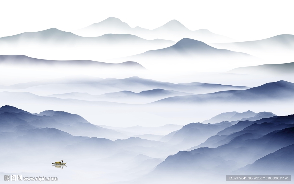 意境 新款中式山水 tif分层