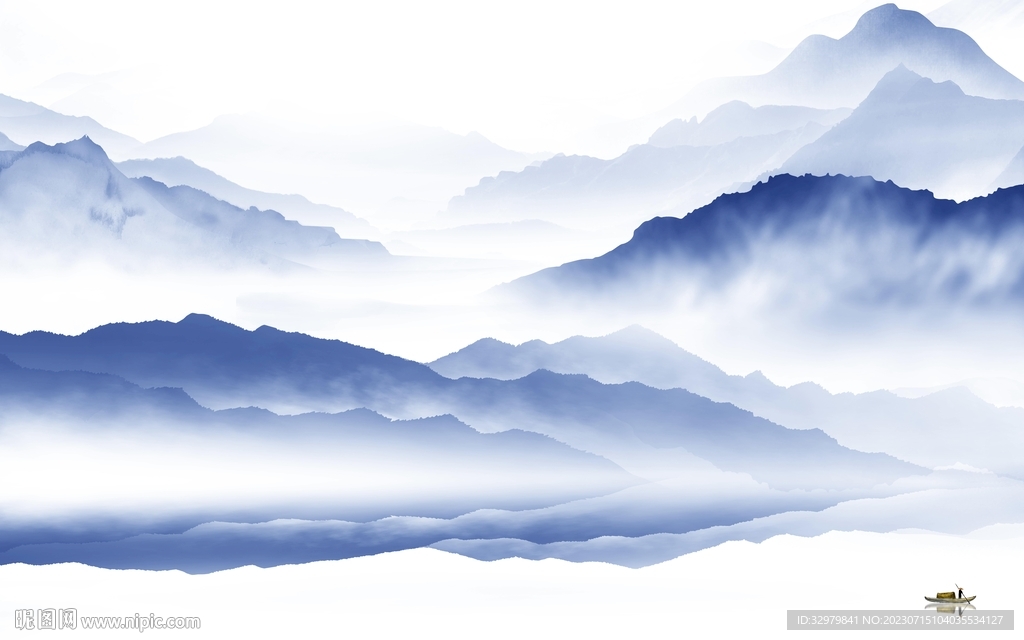 大气 新款中式山水 tif分层