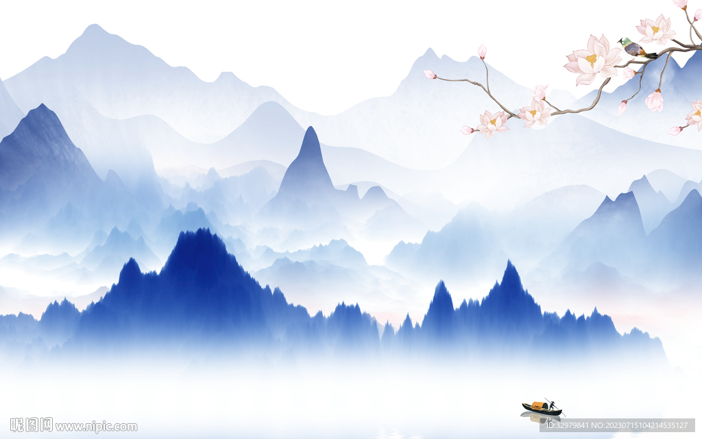 别墅 新款中式山水 tif分层