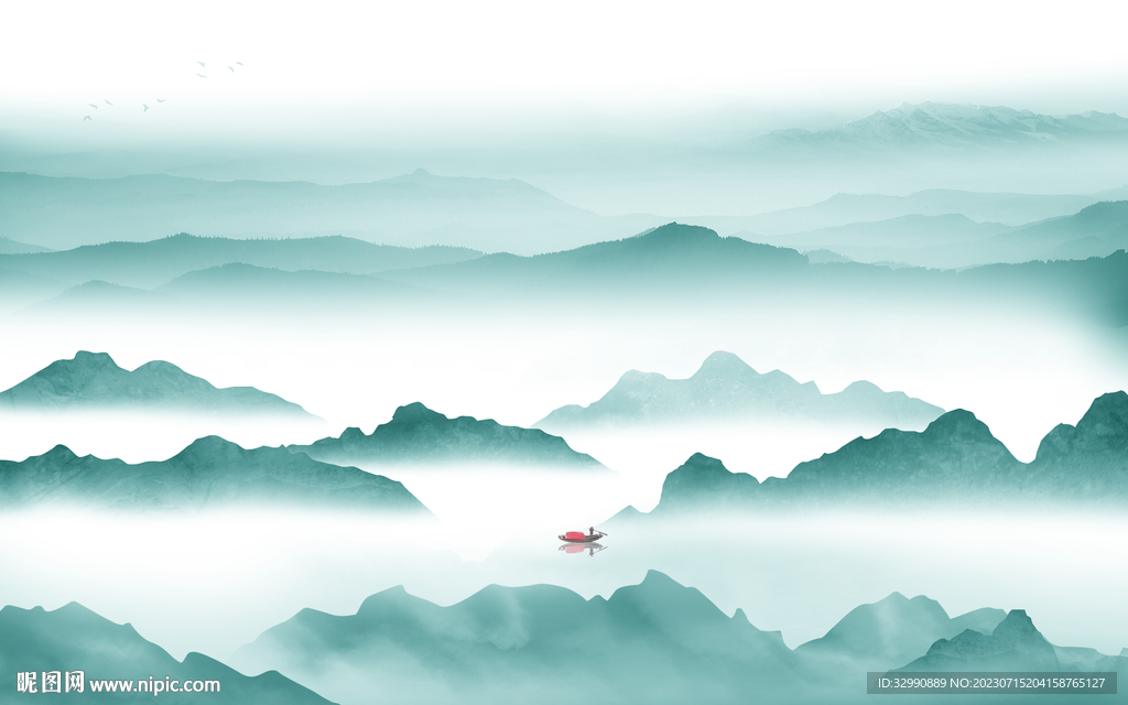 新款 中式背景山水 tIF分层