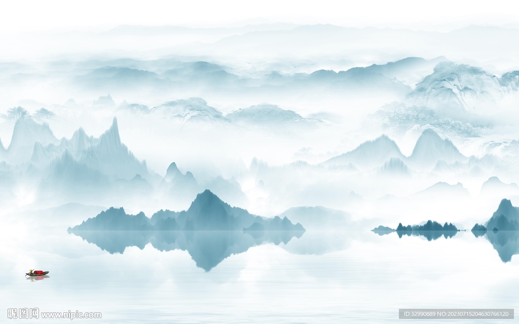 简约 中式背景山水 tIF分层