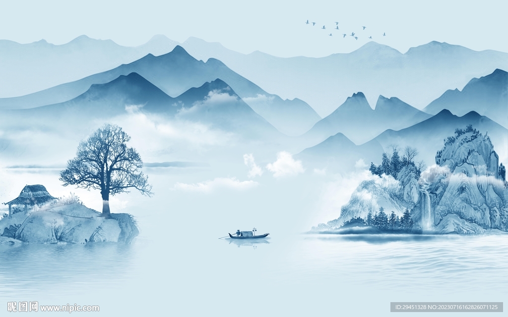 别墅 高端背景山水 tif分层