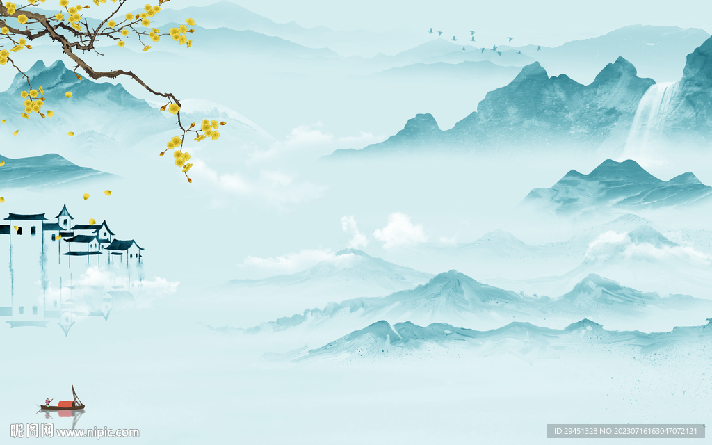 新款 高端背景山水 tif分层