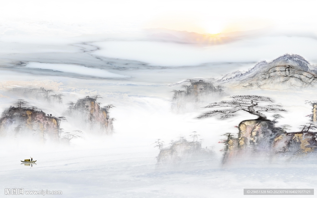 现代 高端背景山水 tif分层