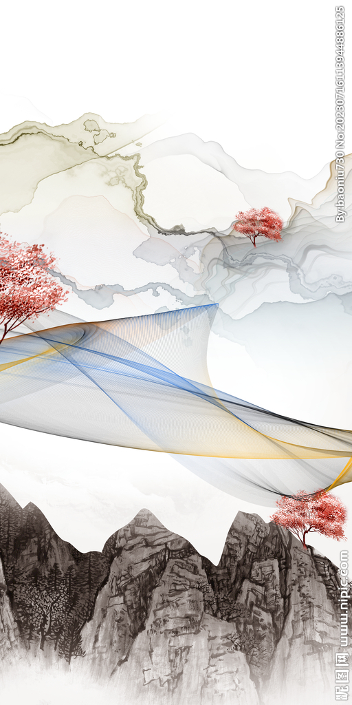 新品 中式新玄关画 tiF分层