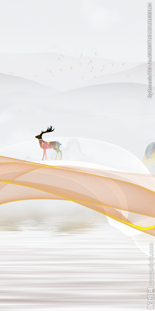 现代 中式新玄关画 tiF分层