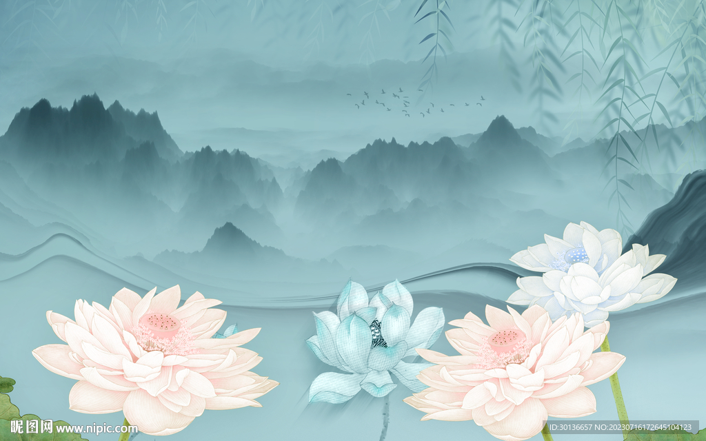 最新 简约背景山水 tiF分层