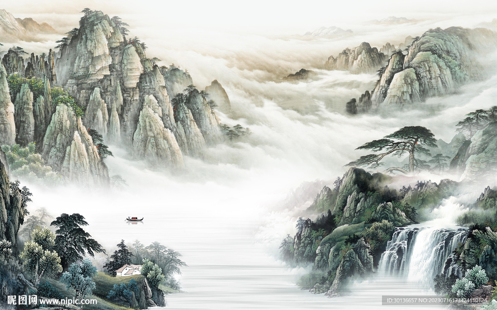 高端 简约背景山水 tiF分层