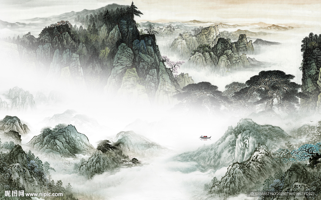 人气 简约背景山水 tiF分层