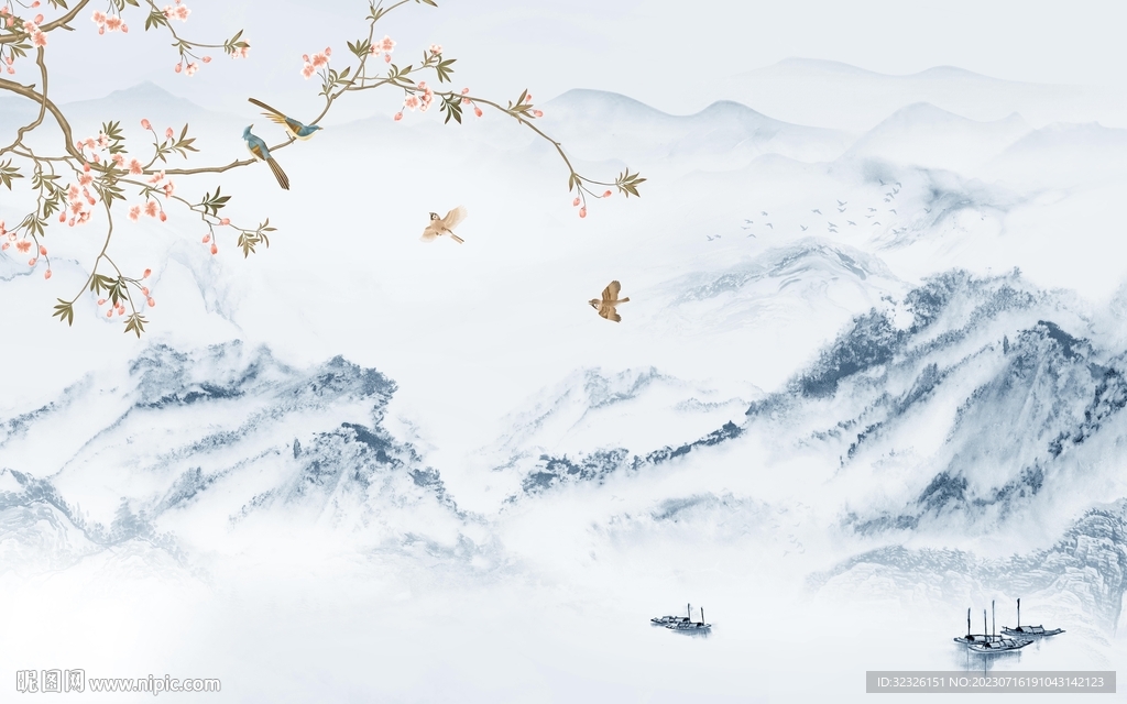 新款 高档客厅山水 tif分层